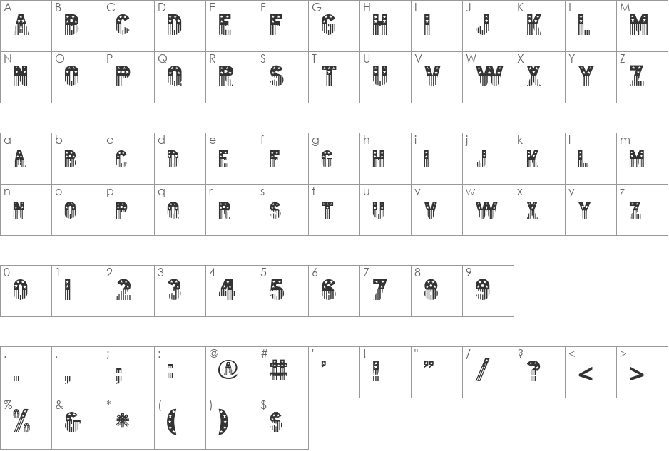 Amerika font character map preview