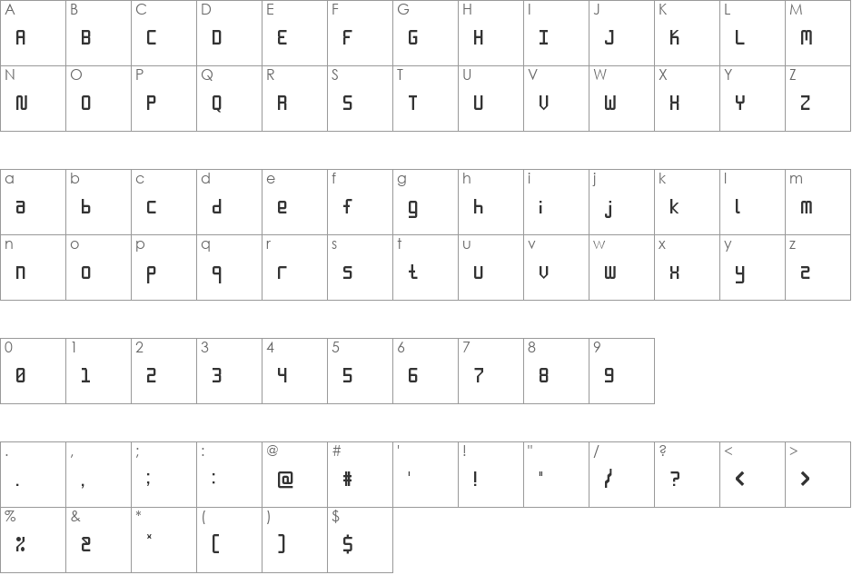 Enlatique Rounded font character map preview