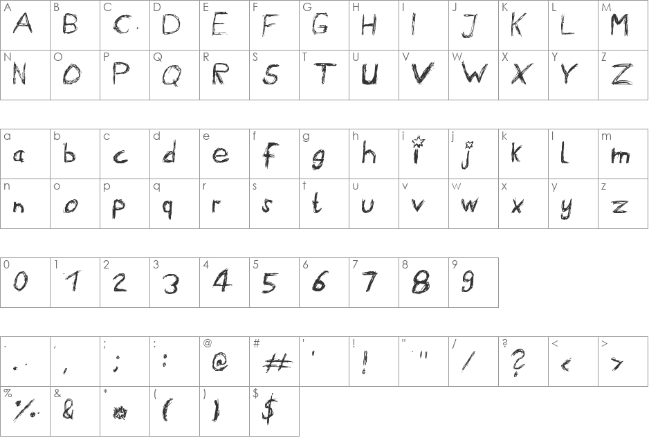 ennui font character map preview