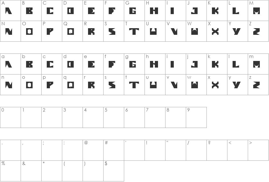 enormous font character map preview