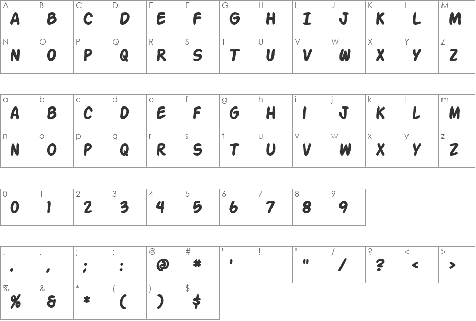 Enrose Stand Thick font character map preview