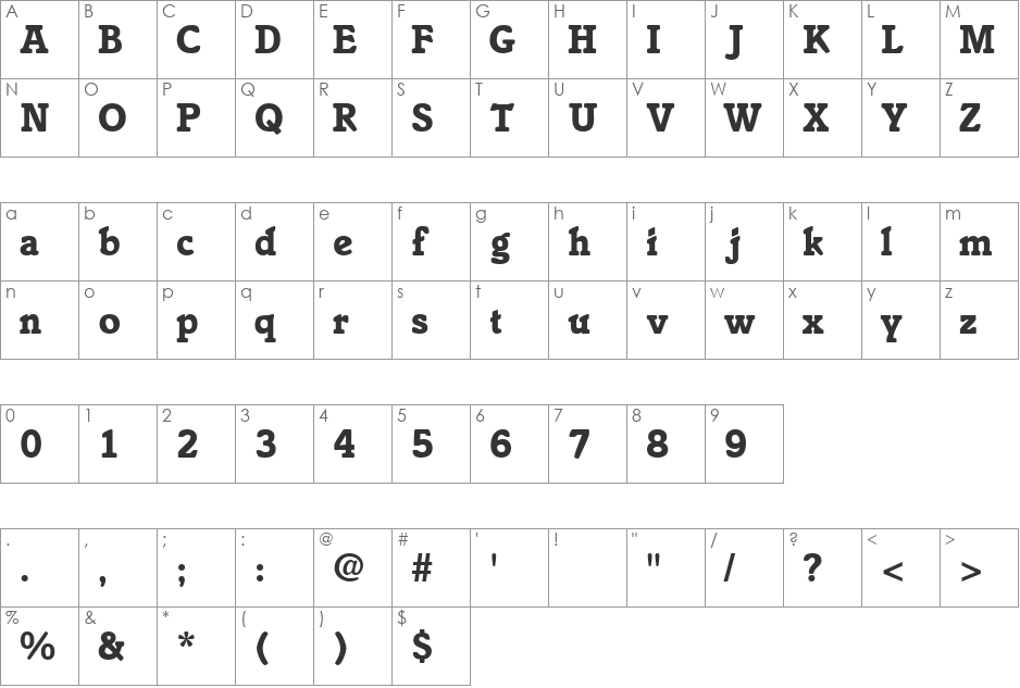 EnsembleSSi font character map preview