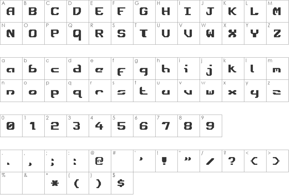 Ensign Flandry font character map preview