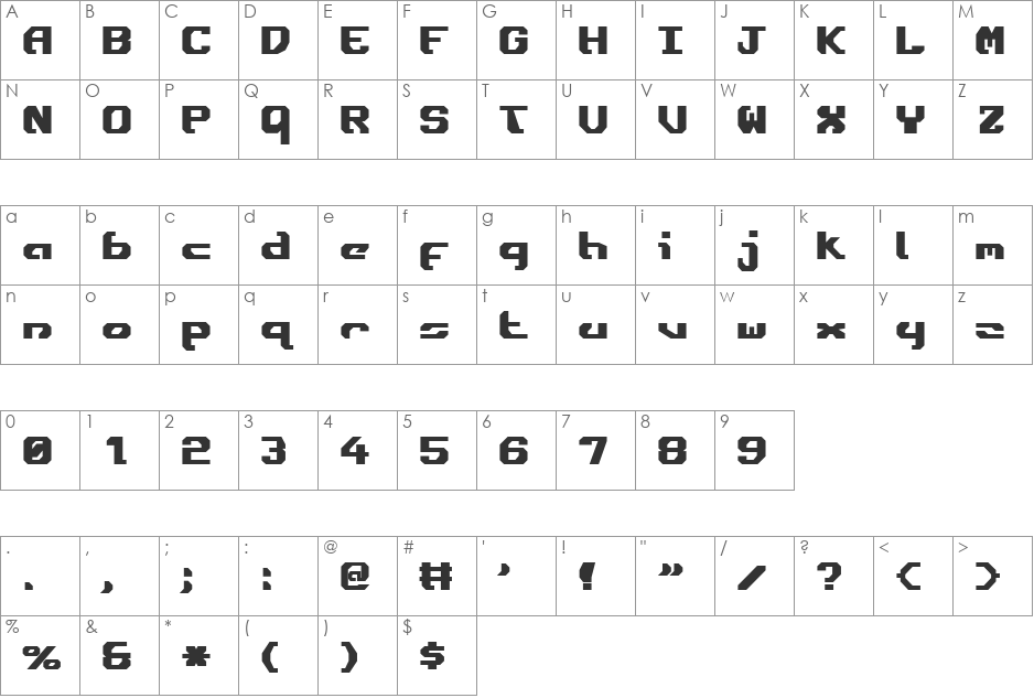Ensign Flandry Bold font character map preview