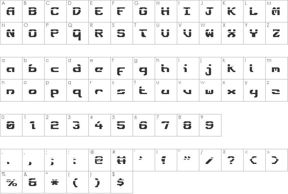 Ensign Flandry Laser font character map preview