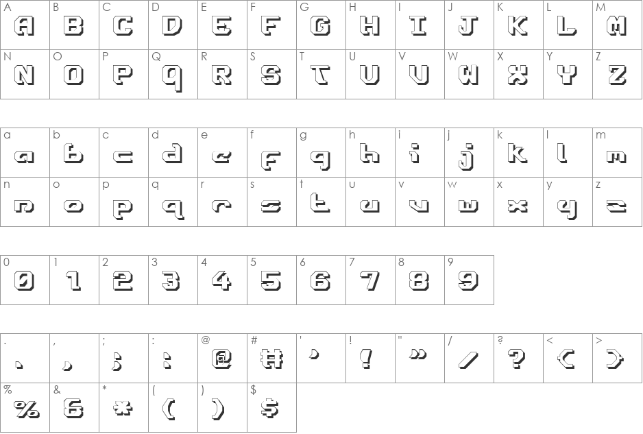 Ensign Flandry Shadow font character map preview