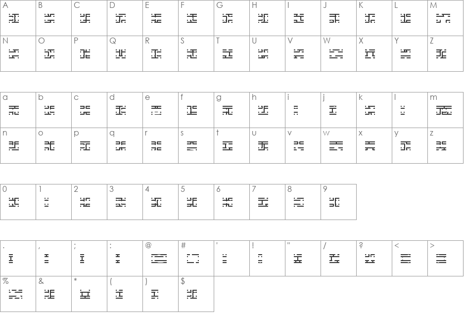 Entangled Layer B (BRK) font character map preview