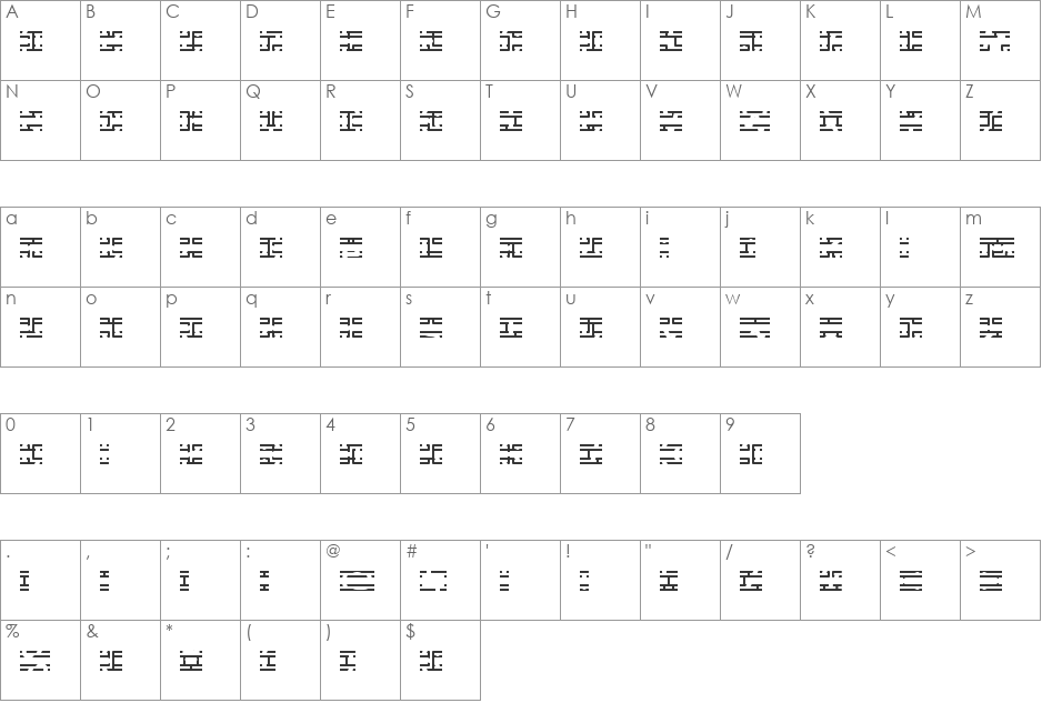 Entangled Layer B BRK font character map preview