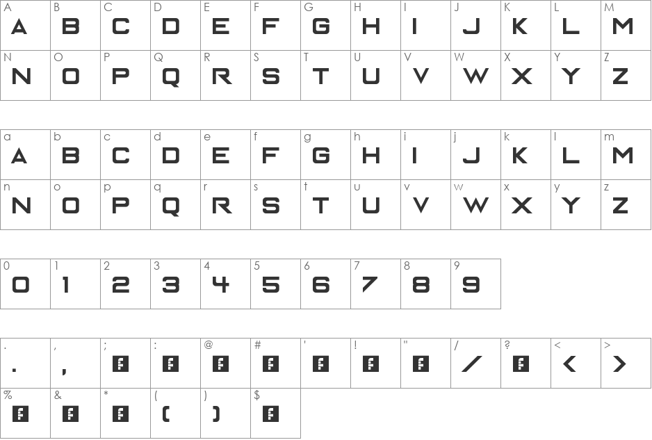 Enter The Grid font character map preview