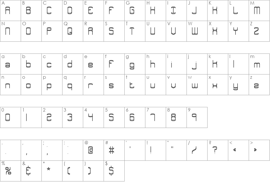 Enthuse Solid BRK font character map preview