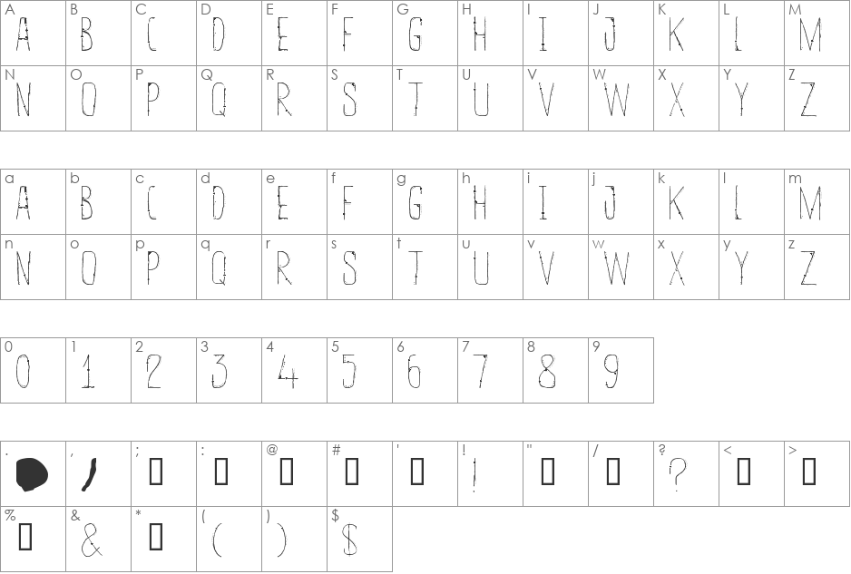 ENTIA font character map preview