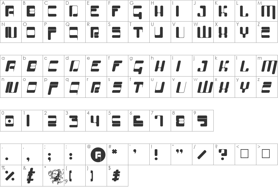 EntraTerrestrial font character map preview
