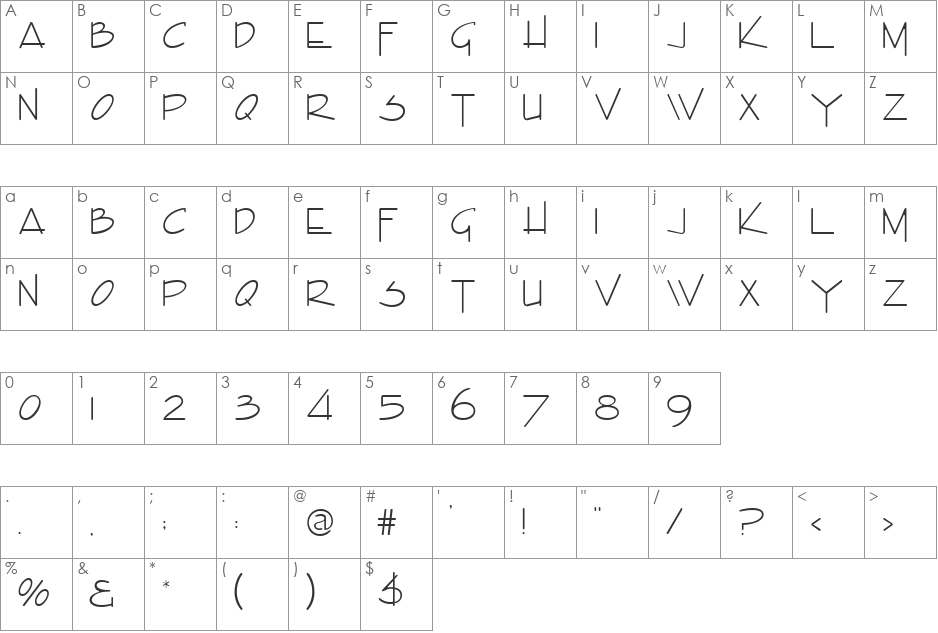 Enview Light font character map preview
