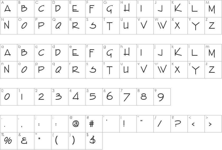 Envisor font character map preview