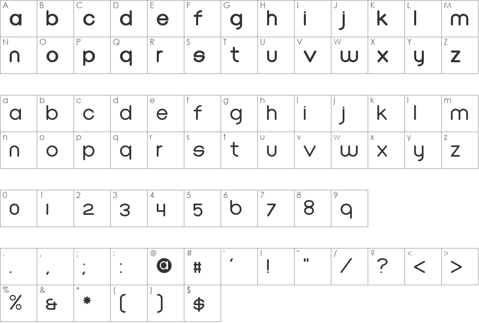 EOne font character map preview