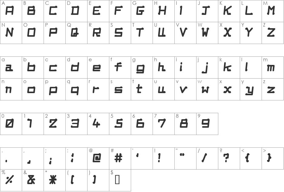 EOPcoupon font character map preview