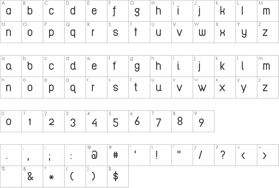 EPF font character map preview