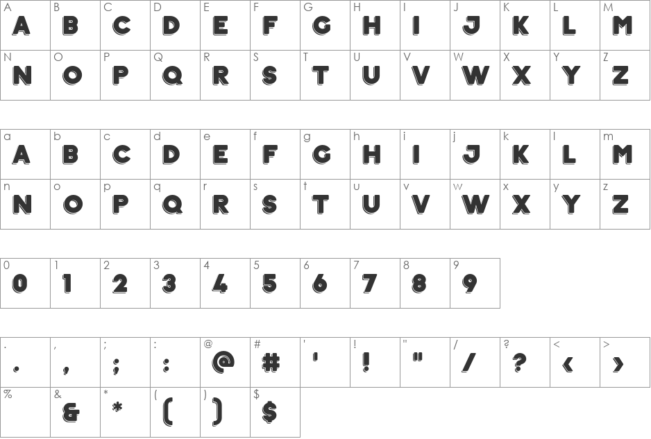 Ephesus extrabold shadow font character map preview