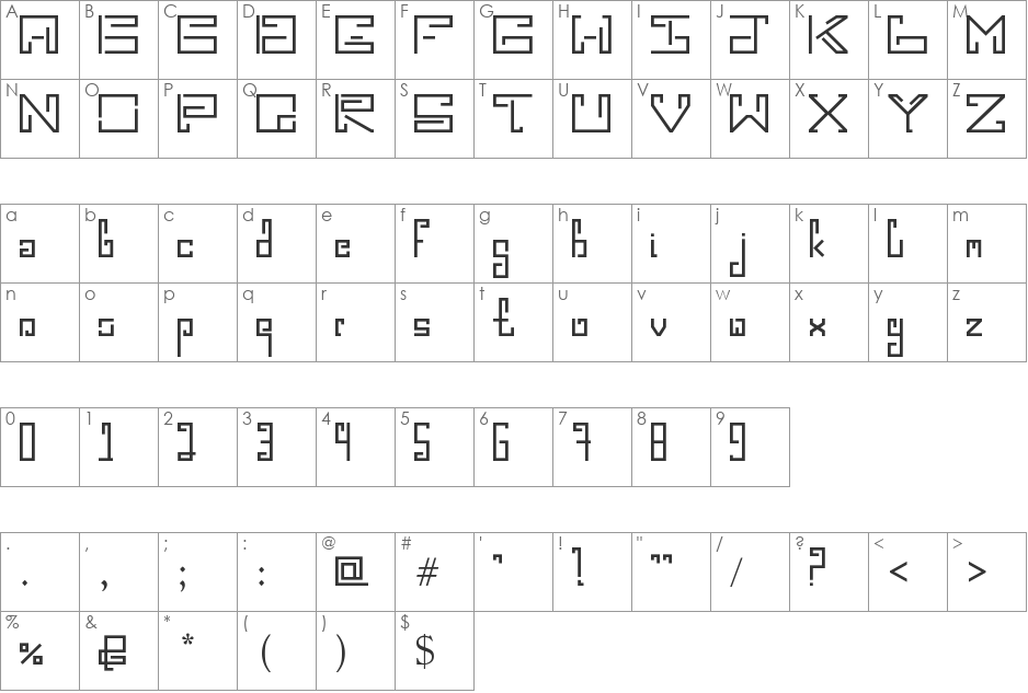 Epic Turns font character map preview