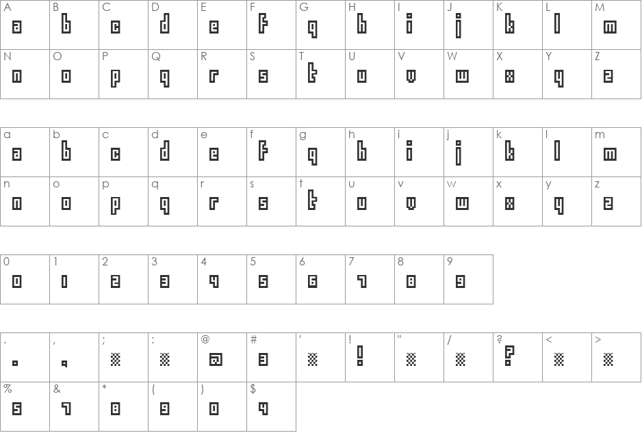 epimodemic font character map preview