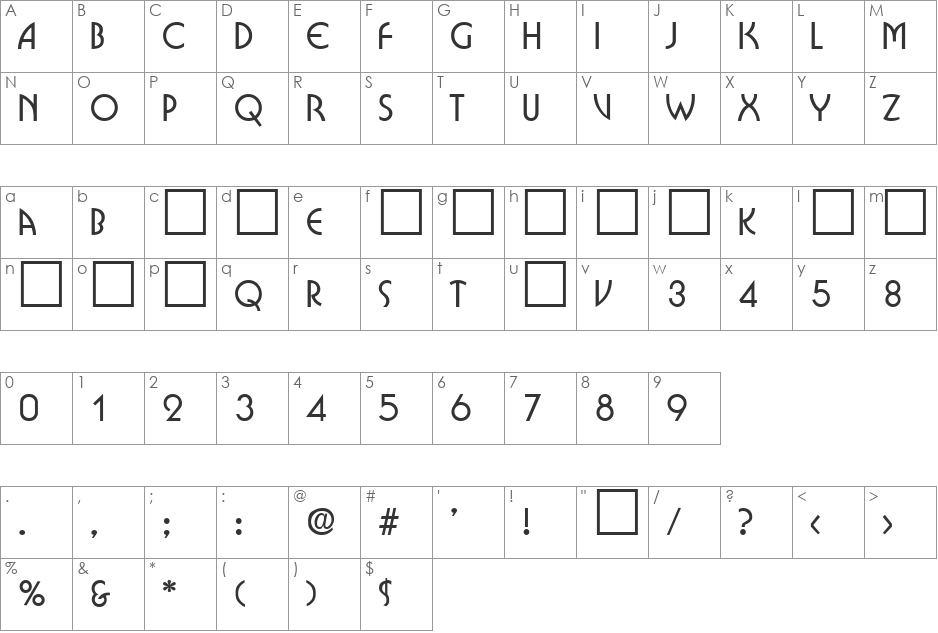 Epiphon font character map preview