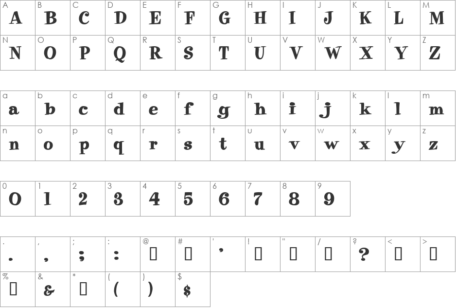 EppingerSSK font character map preview