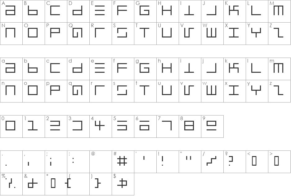 Epps Evans Light font character map preview