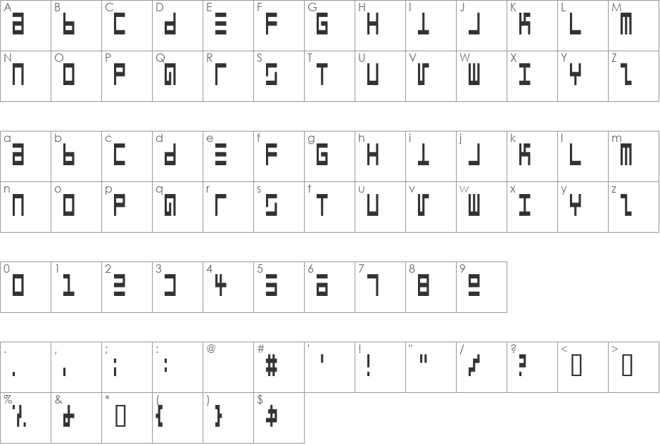 Epps Evans Narrow font character map preview