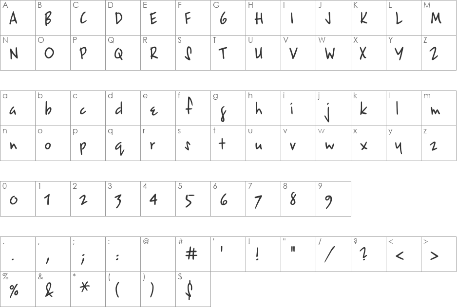 EpsilonC font character map preview