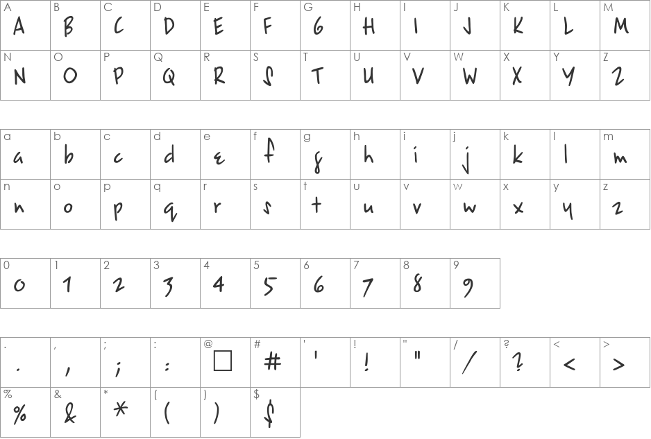 EpsilonCTT font character map preview