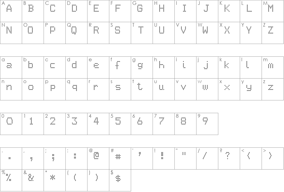 Epson2 font character map preview