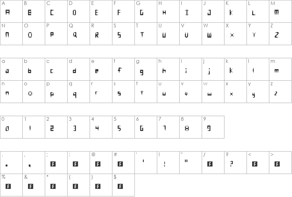 Equalizer font character map preview