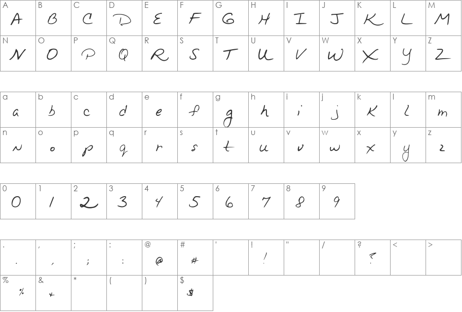 Equestrian font character map preview