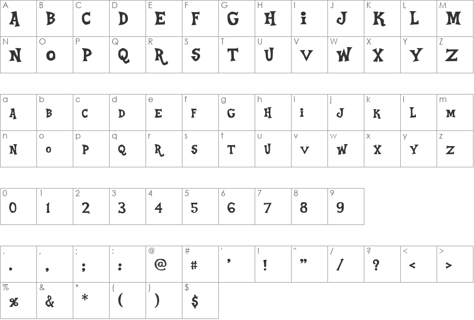 Equestria_Cyrillic font character map preview