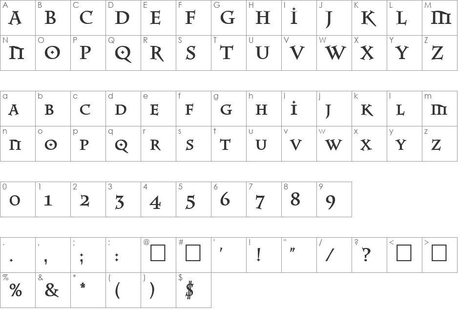 EquipeMedium font character map preview
