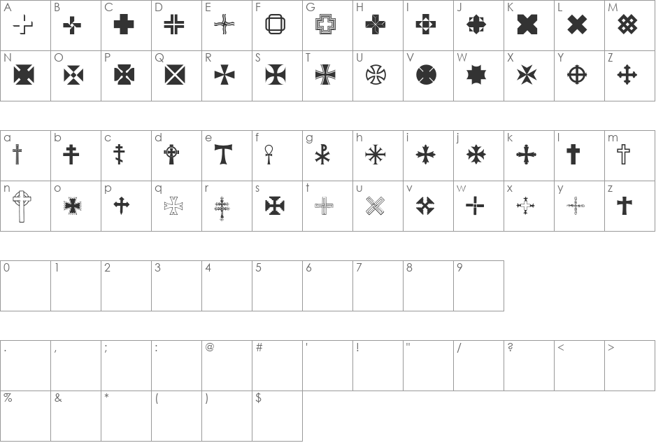 Equis font character map preview