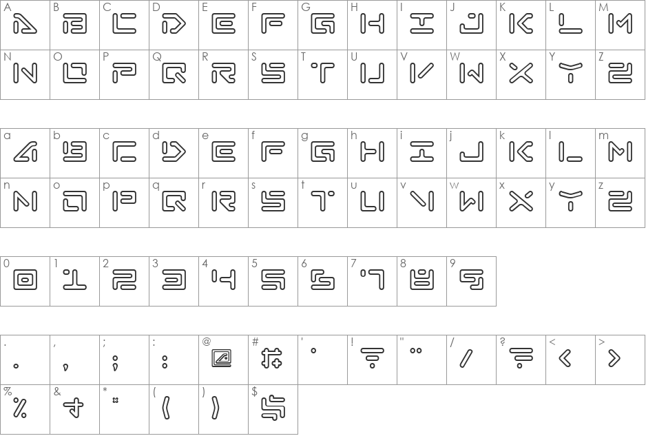 Abduction II font character map preview