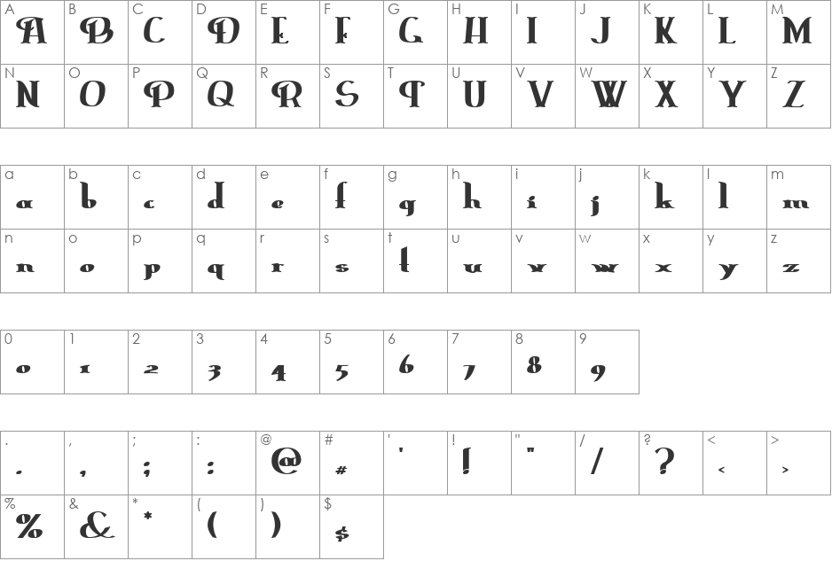 ErasmusInline font character map preview