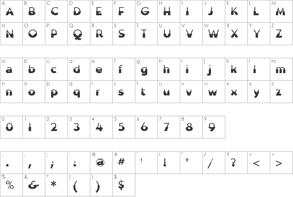Erasurehead font character map preview