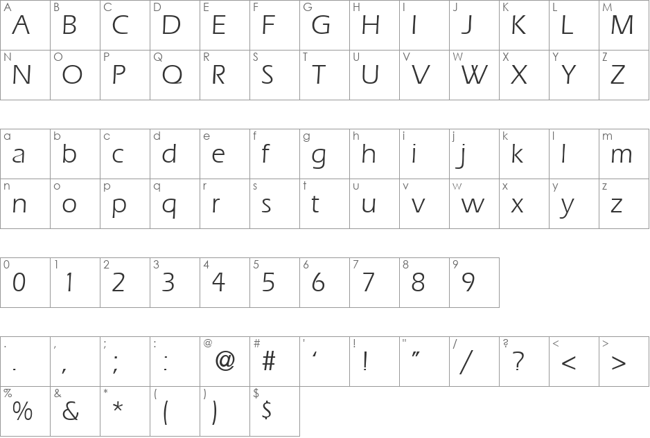 Ergo font character map preview