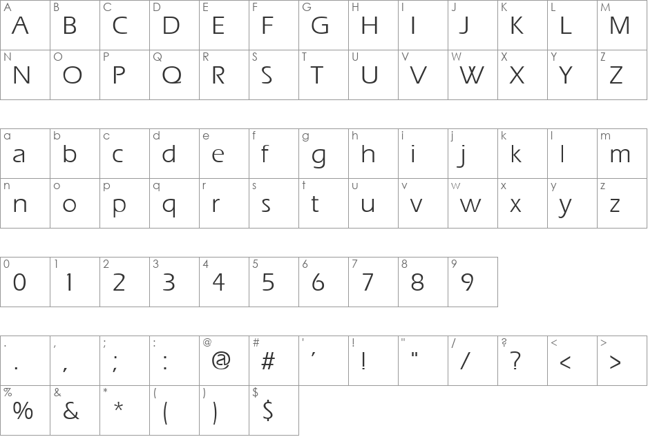 Ergoe font character map preview