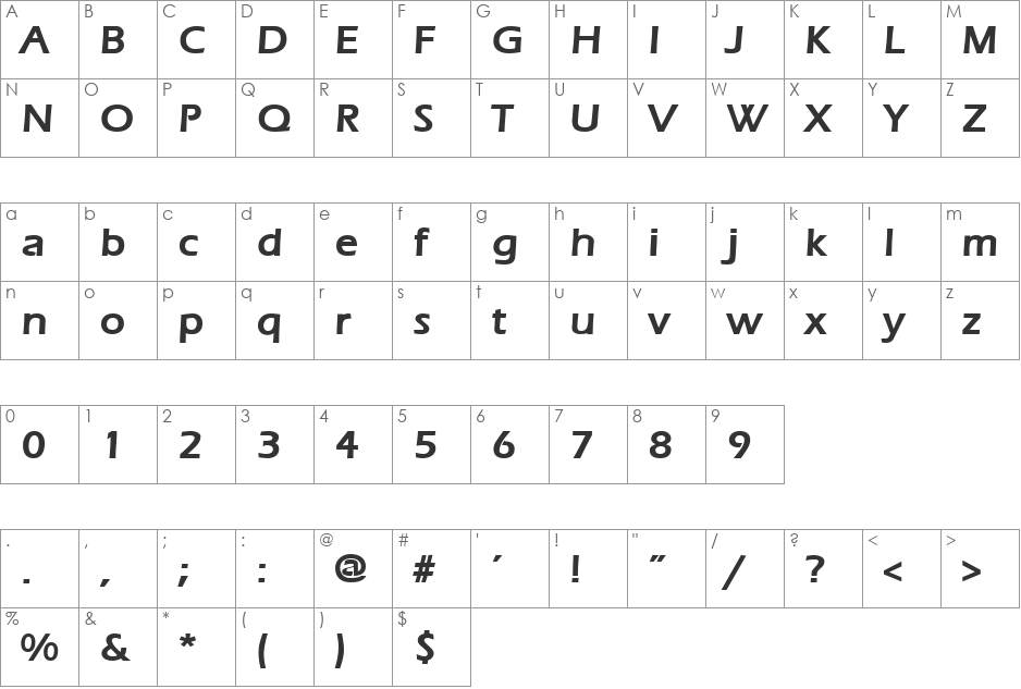 ErgoeMild font character map preview