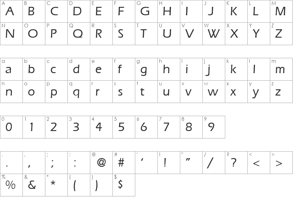 ErgoMedium font character map preview
