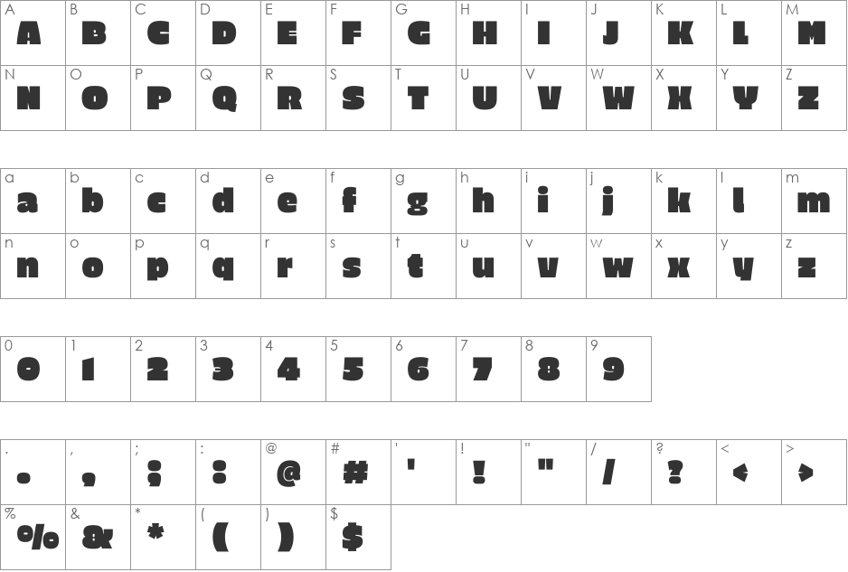 Erica One font character map preview