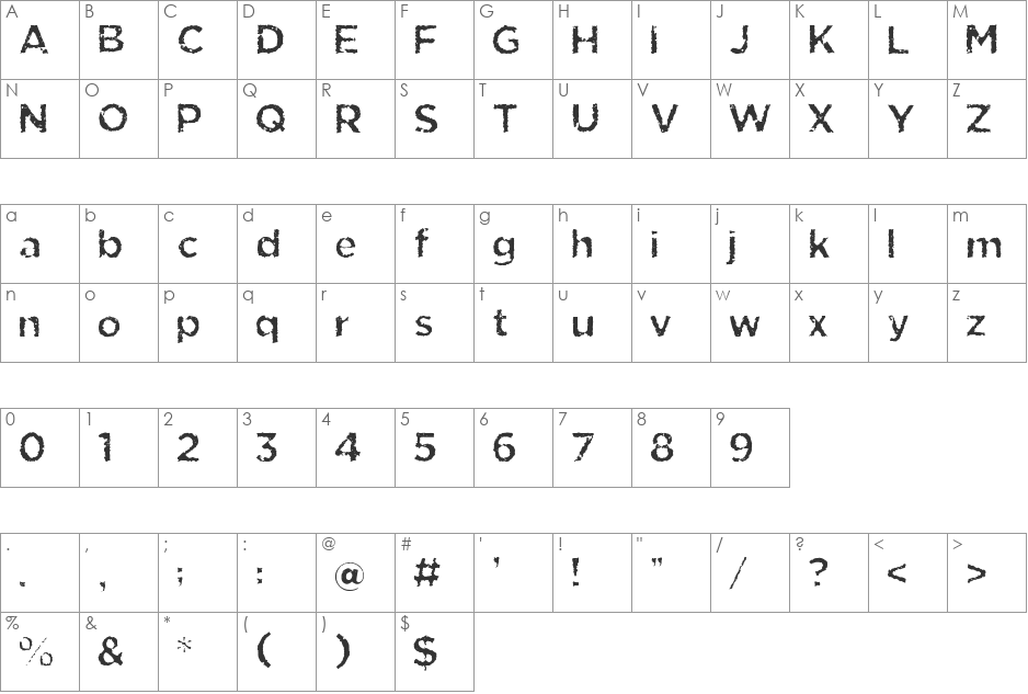 Eride font character map preview