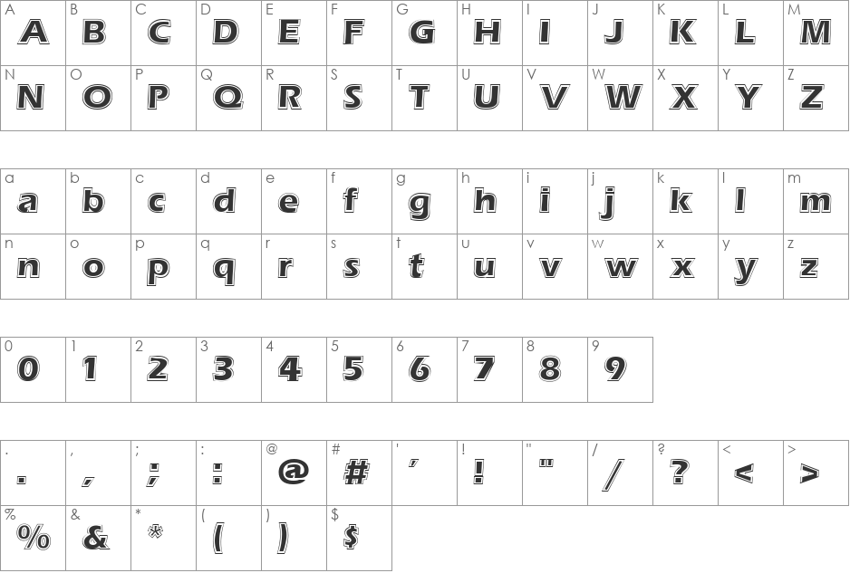 ErieContour font character map preview