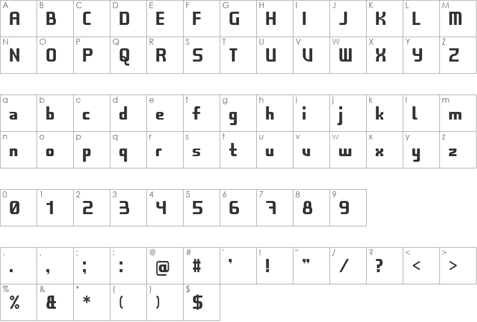 ERKN font character map preview
