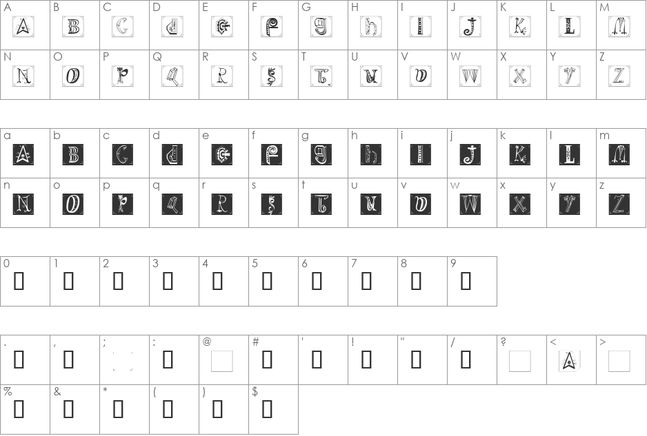 Ermir font character map preview
