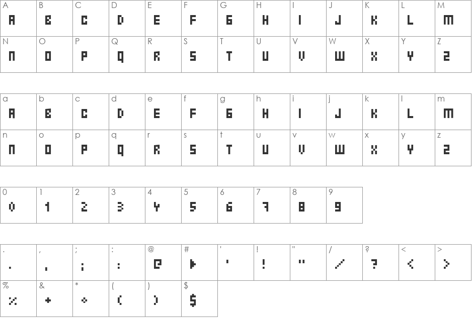 Ernest font character map preview
