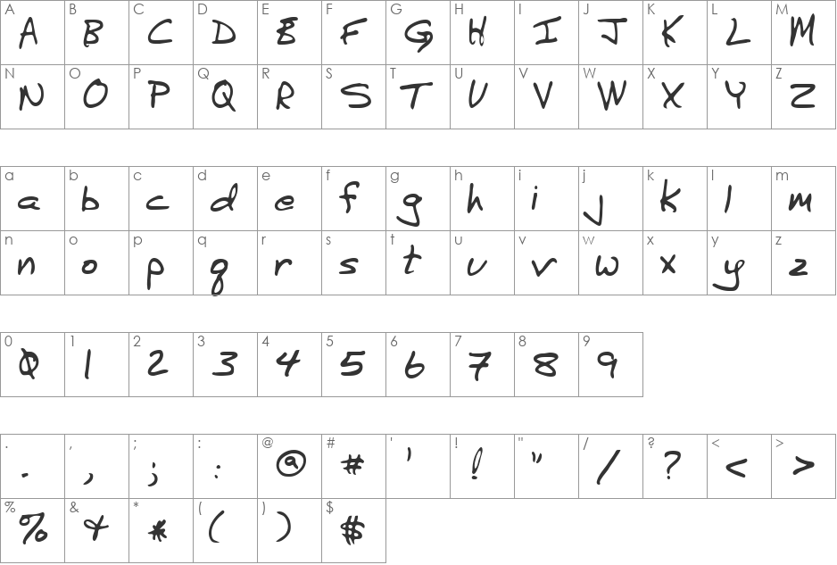 Ernest font character map preview